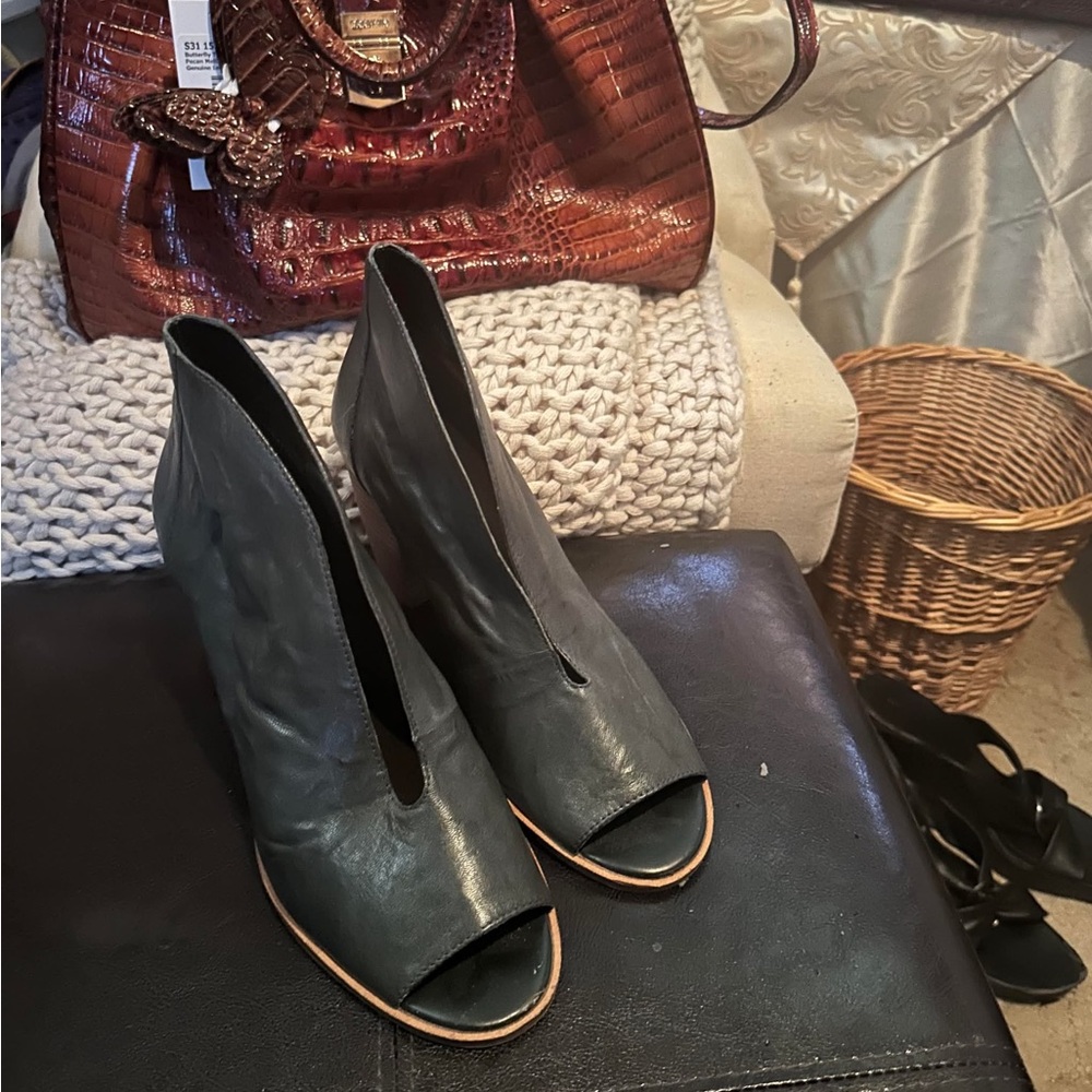 Elegant Black Peep-Toe Ankle Boots